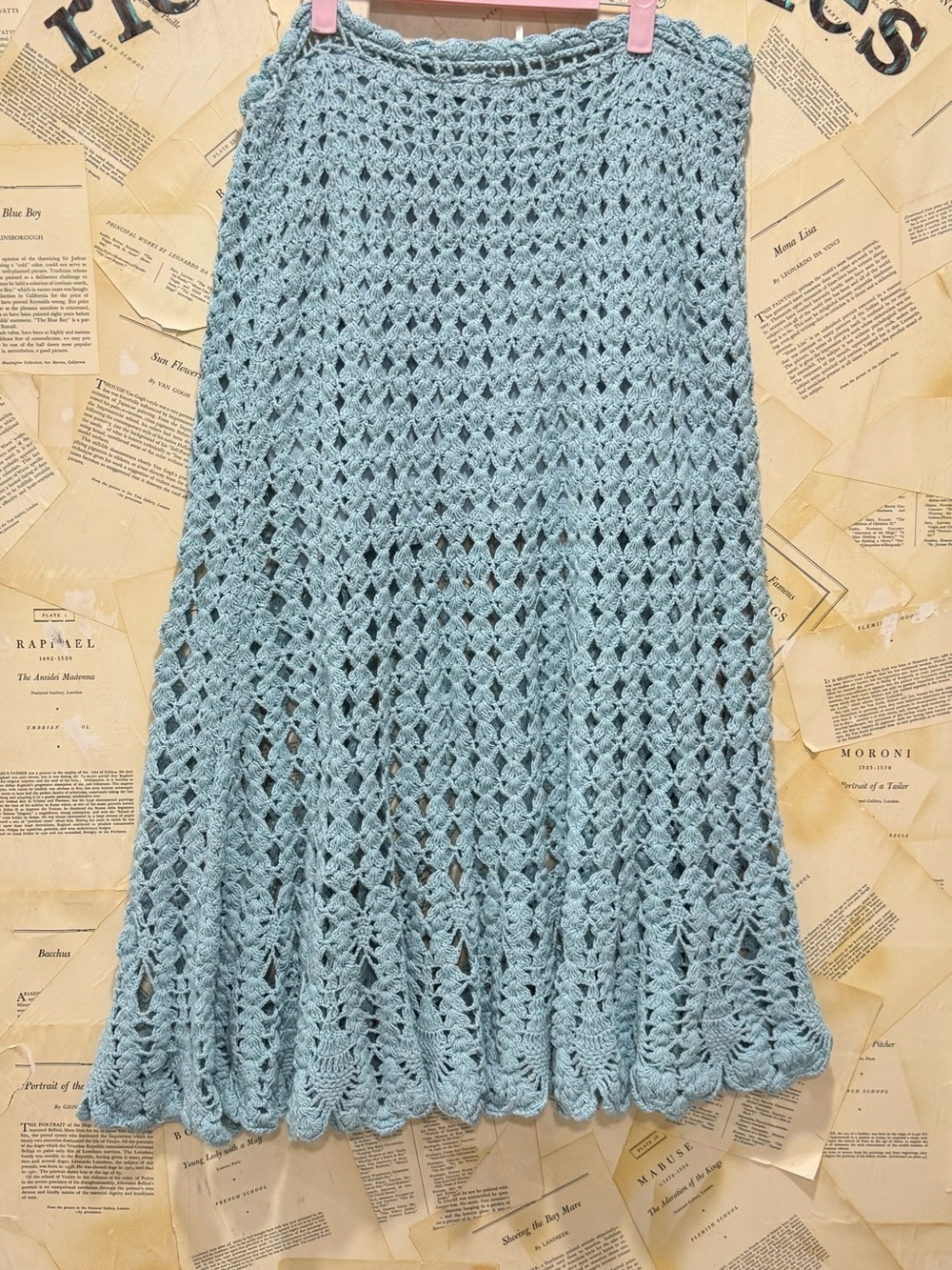 Free People Isle Of Rhodes Crochet Midi Skirt Tie Semi Lined Canal Blue - Picture 6 of 6